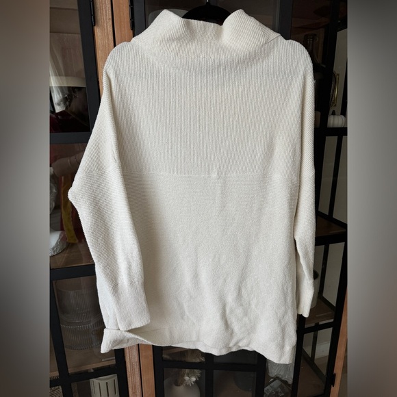 Free People mock neck sweater ribbed Ottoman Slouchy Tunic ecru loose parke - Picture 4 of 12